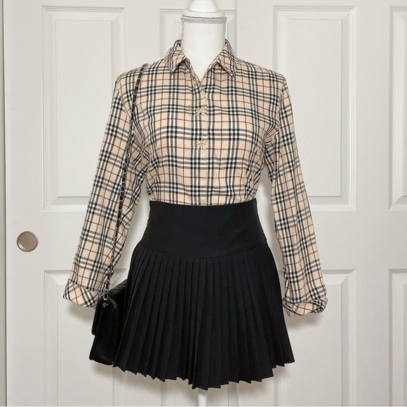 Dresses & Skirts - Nova check plaid collared blouse with embroidered bows